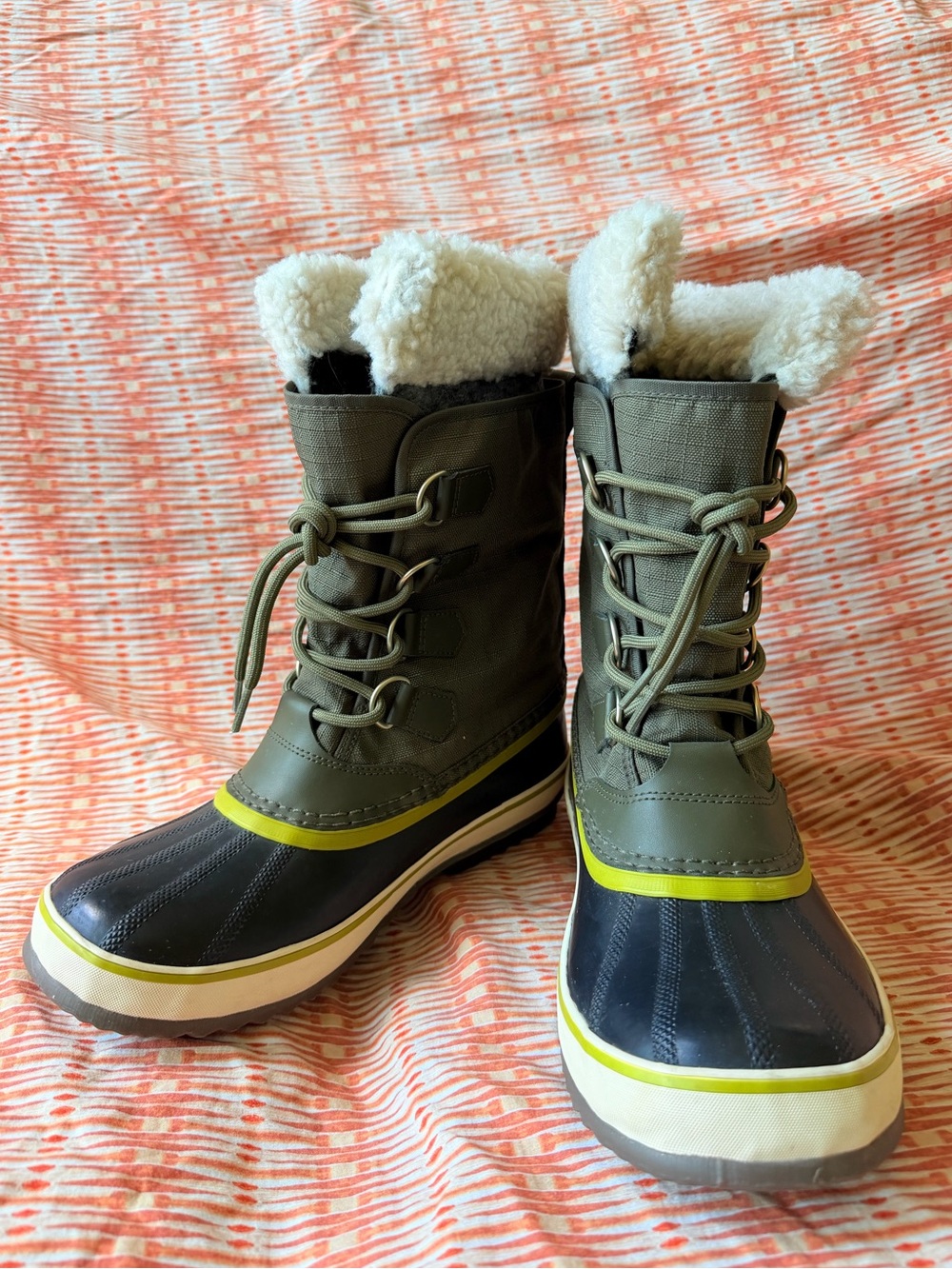 Sorel Olive Green and Black Shearling-Lined Lace-Up Boots - Picture 3 of 7